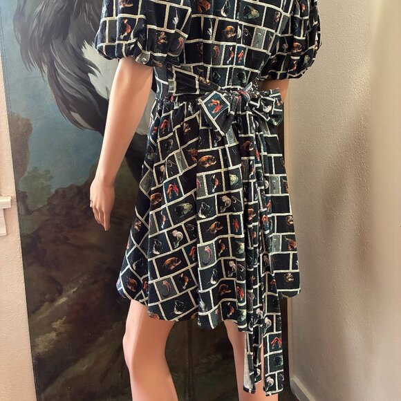 Cute Fish Puff Sleeves Farm Chores Mini Dress w/ Pockets  FASHION BRAND COMPANY - Picture 2 of 9